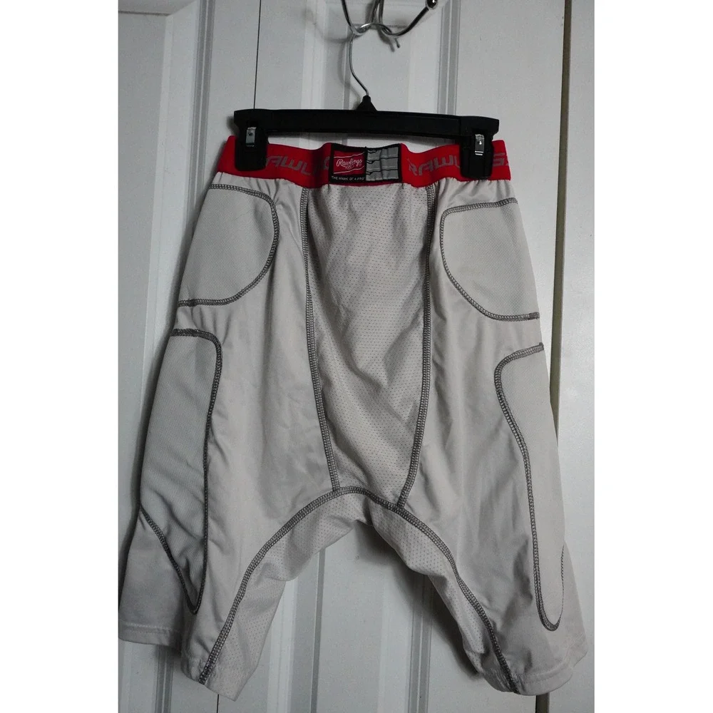 Rawlings Sliding Shorts Large Adult White Red Waistband Compression Baseball